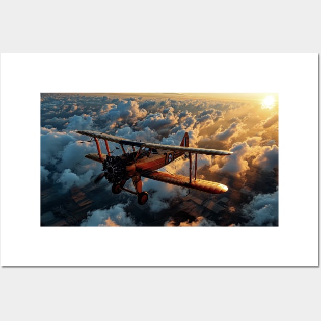 A Biplane Flying Above the Clouds - Landscape Wall Art by jecphotography
